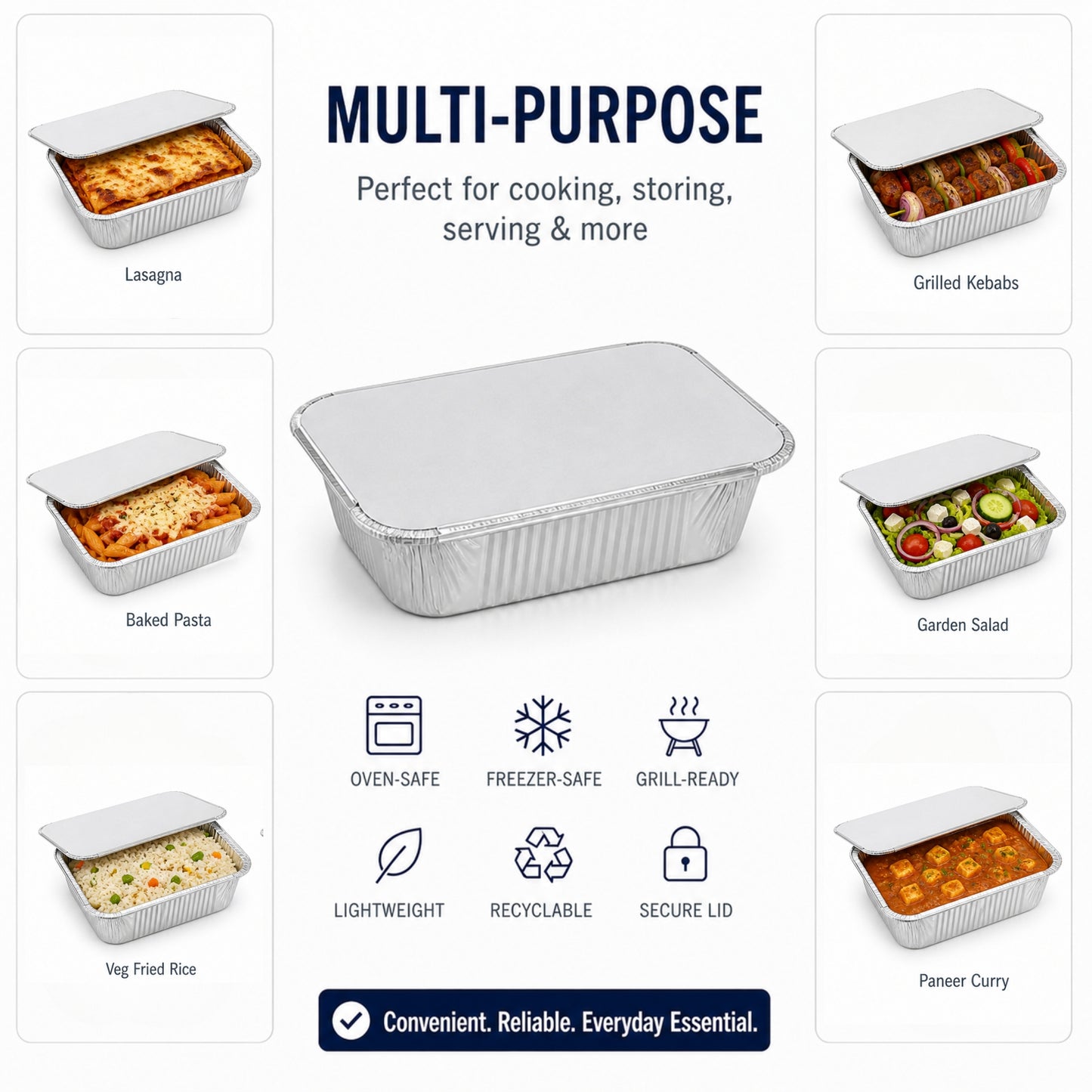 1Lb Oblong Aluminum Pan 5.5"x 4" Disposable with Board Lid Aluminum Pans with Lids VeZee