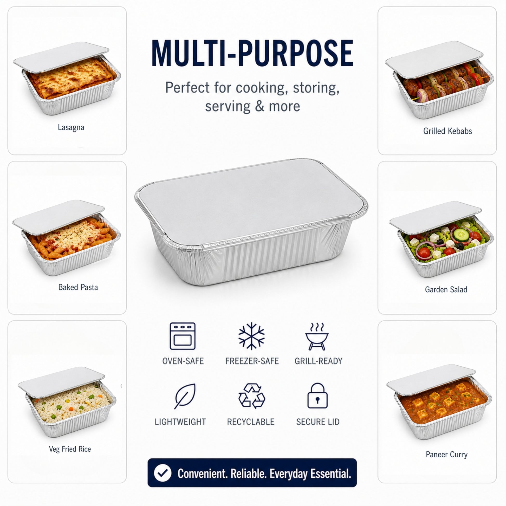 1Lb Oblong Aluminum Pan 5.5"x 4" Disposable with Board Lid Aluminum Pans with Lids VeZee