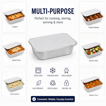 1Lb Oblong Aluminum Pan 5.5"x 4" Disposable with Board Lid Aluminum Pans with Lids VeZee