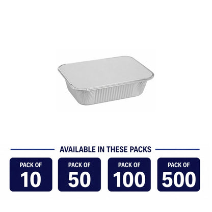 1Lb Oblong Aluminum Pan 5.5"x 4" Disposable with Board Lid Aluminum Pans with Lids VeZee