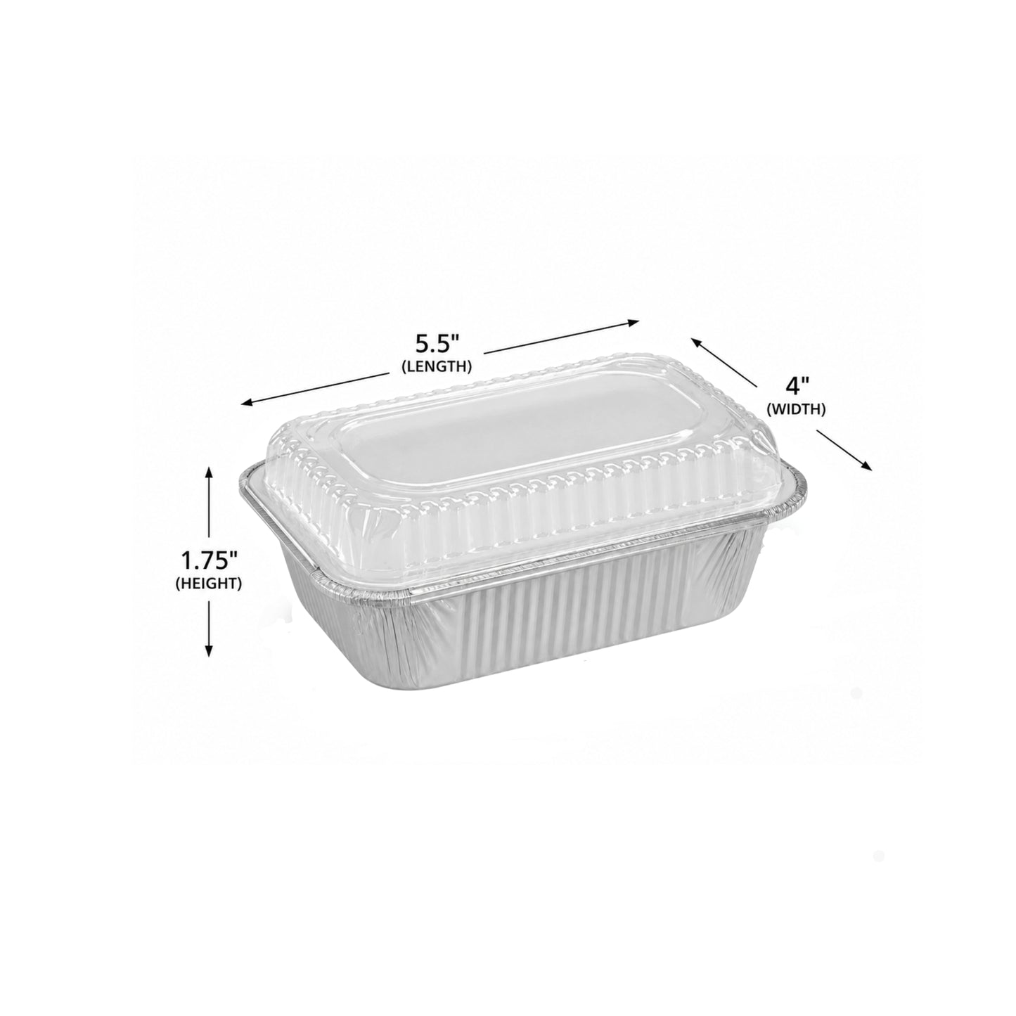 1Lb Oblong Aluminum Pan 5.5"x 4" Disposable with Dome Lids Aluminum Pans with Lids VeZee