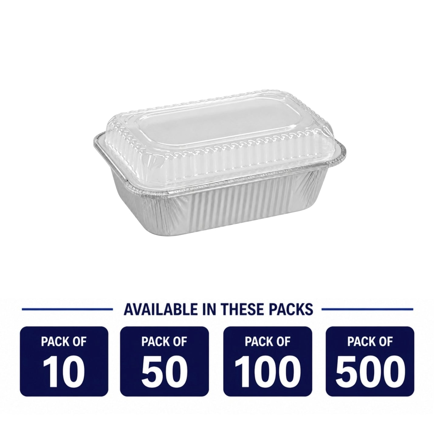 1Lb Oblong Aluminum Pan 5.5"x 4" Disposable with Dome Lids Aluminum Pans with Lids VeZee