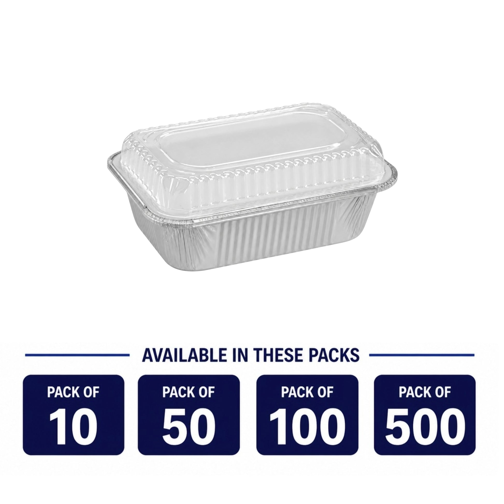 1Lb Oblong Aluminum Pan 5.5"x 4" Disposable with Dome Lids Aluminum Pans with Lids VeZee
