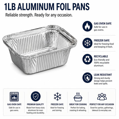 1Lb Oblong Pan 5.5" x 4" Disposable Aluminum Oblong Pans VeZee
