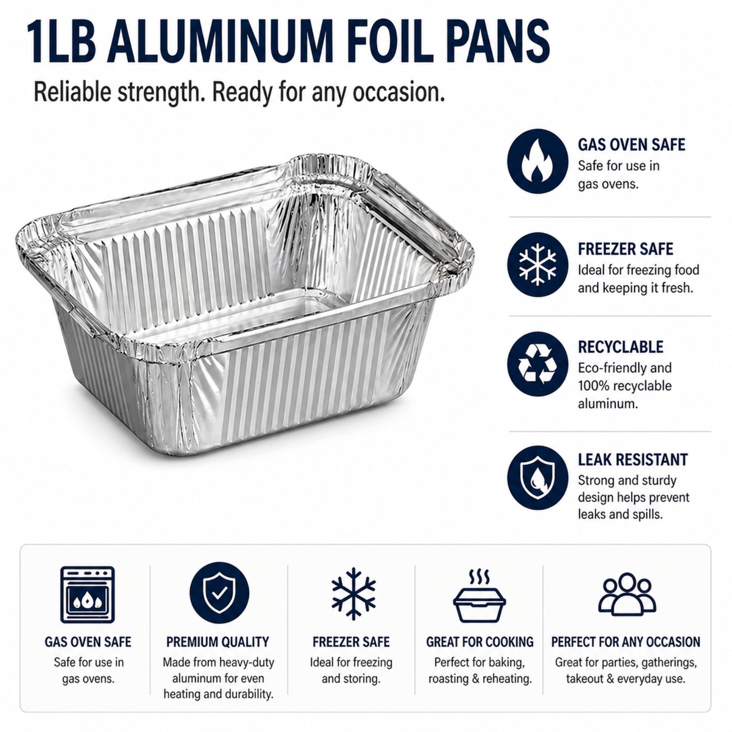 *WHOLESALE* 1Lb Oblong Pan 5.5" x 4" Disposable Aluminum 1000/case Disposable Cake Pans & Molds VeZee