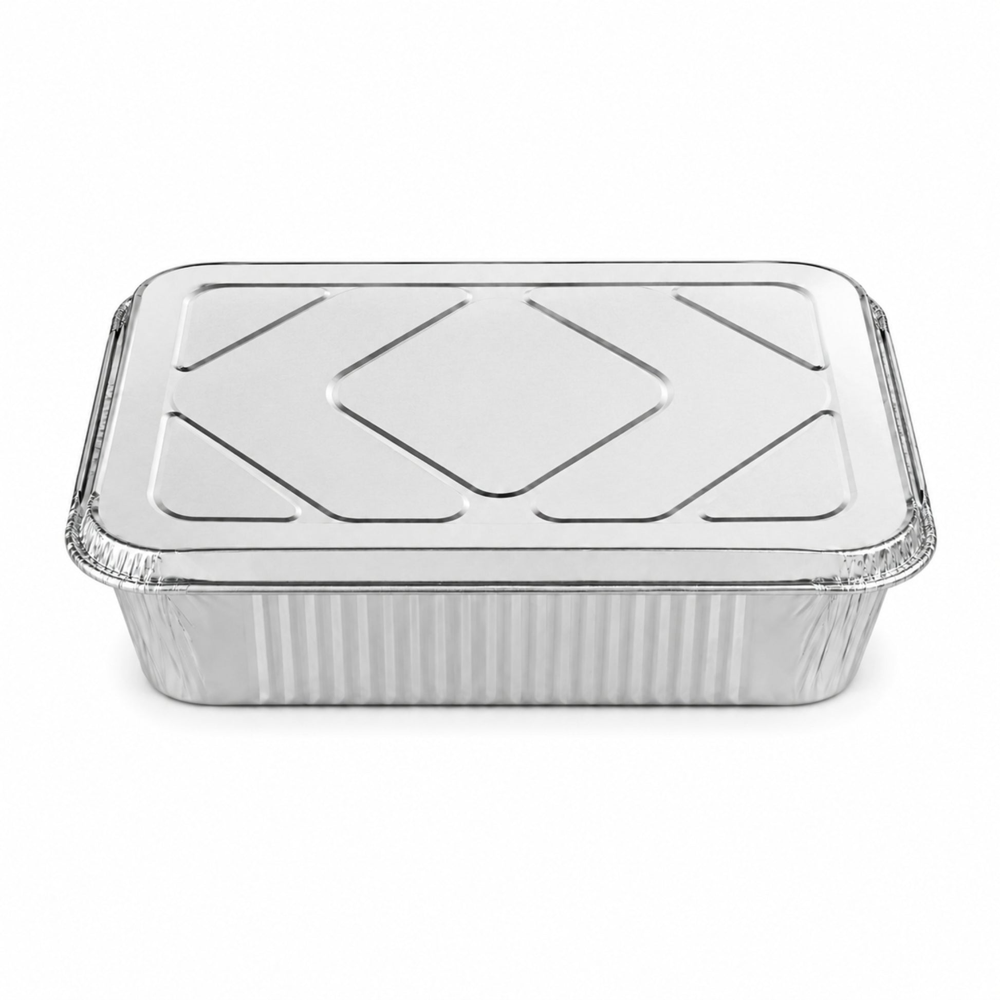 2.25Lb Oblong Aluminum Pan 8.25"x 5.75" Disposable with Aluminum Lid (Must bend edges of pan to fit Lid) Aluminum Pans with Lids VeZee Pack of 10