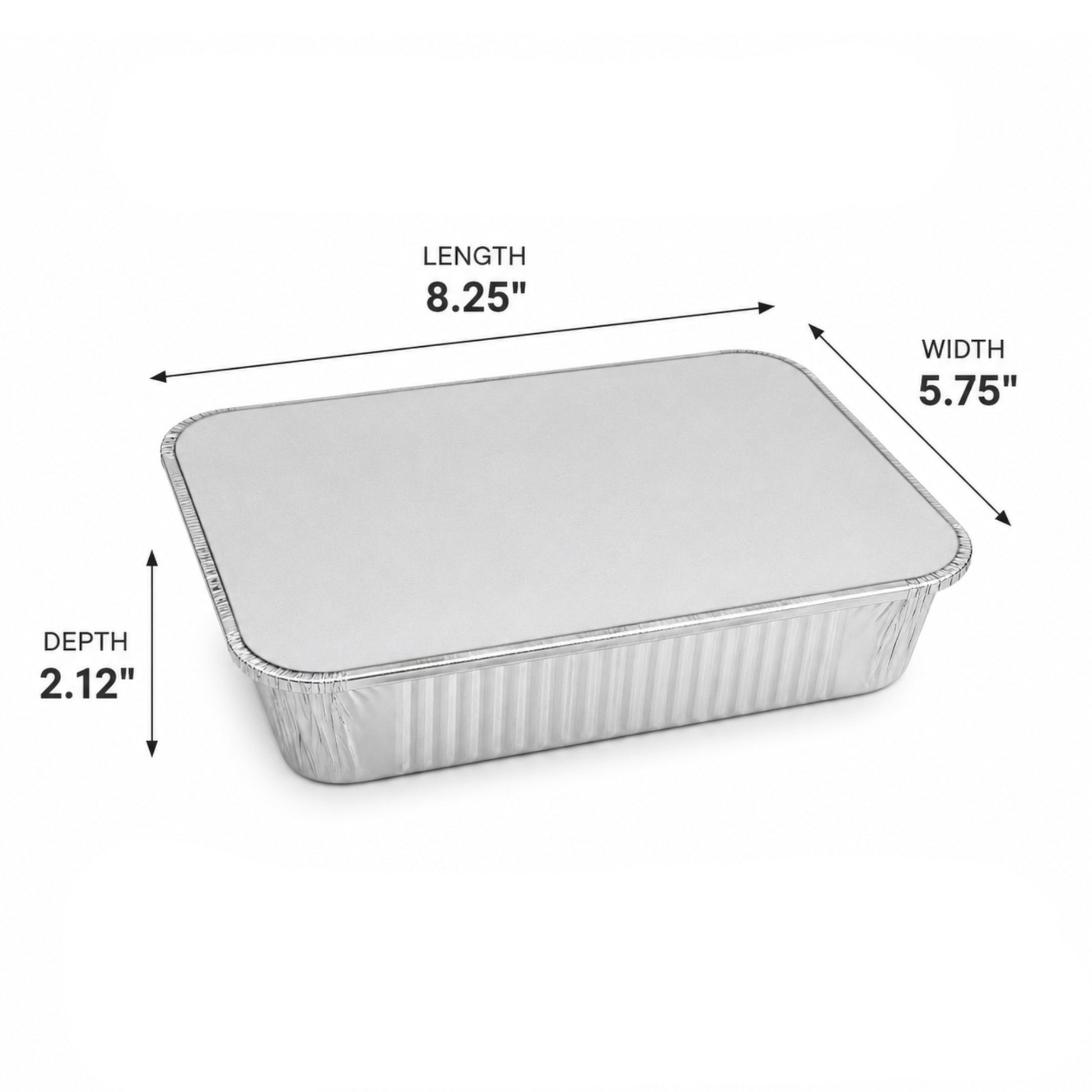 2.25Lb Oblong Aluminum Pan 8.25"x 5.75" Disposable with Board Lid Aluminum Pans with Lids VeZee