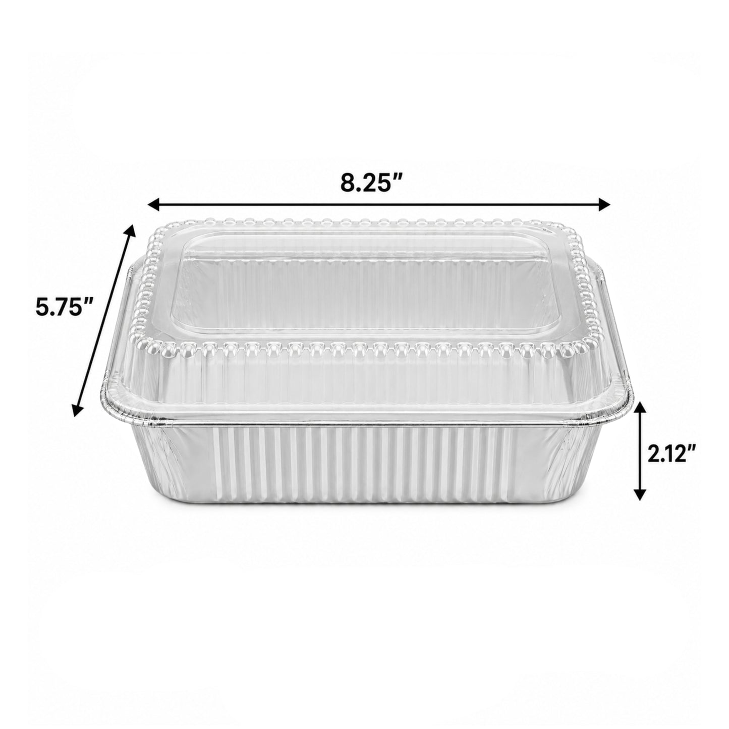 2.25Lb Oblong Aluminum Pan 8.25"x 5.75" Disposable with Dome Lid Aluminum Pans with Lids VeZee