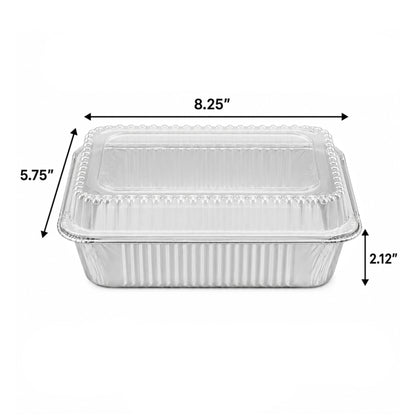 2.25Lb Oblong Aluminum Pan 8.25"x 5.75" Disposable with Dome Lid Aluminum Pans with Lids VeZee