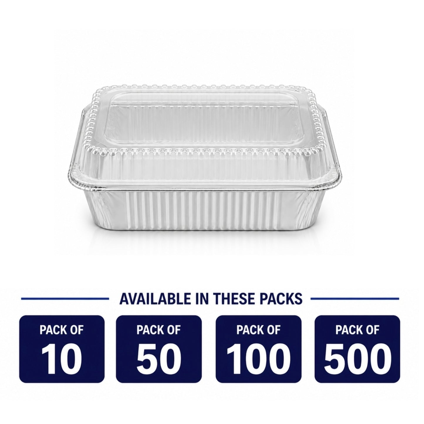 2.25Lb Oblong Aluminum Pan 8.25"x 5.75" Disposable with Dome Lid Aluminum Pans with Lids VeZee