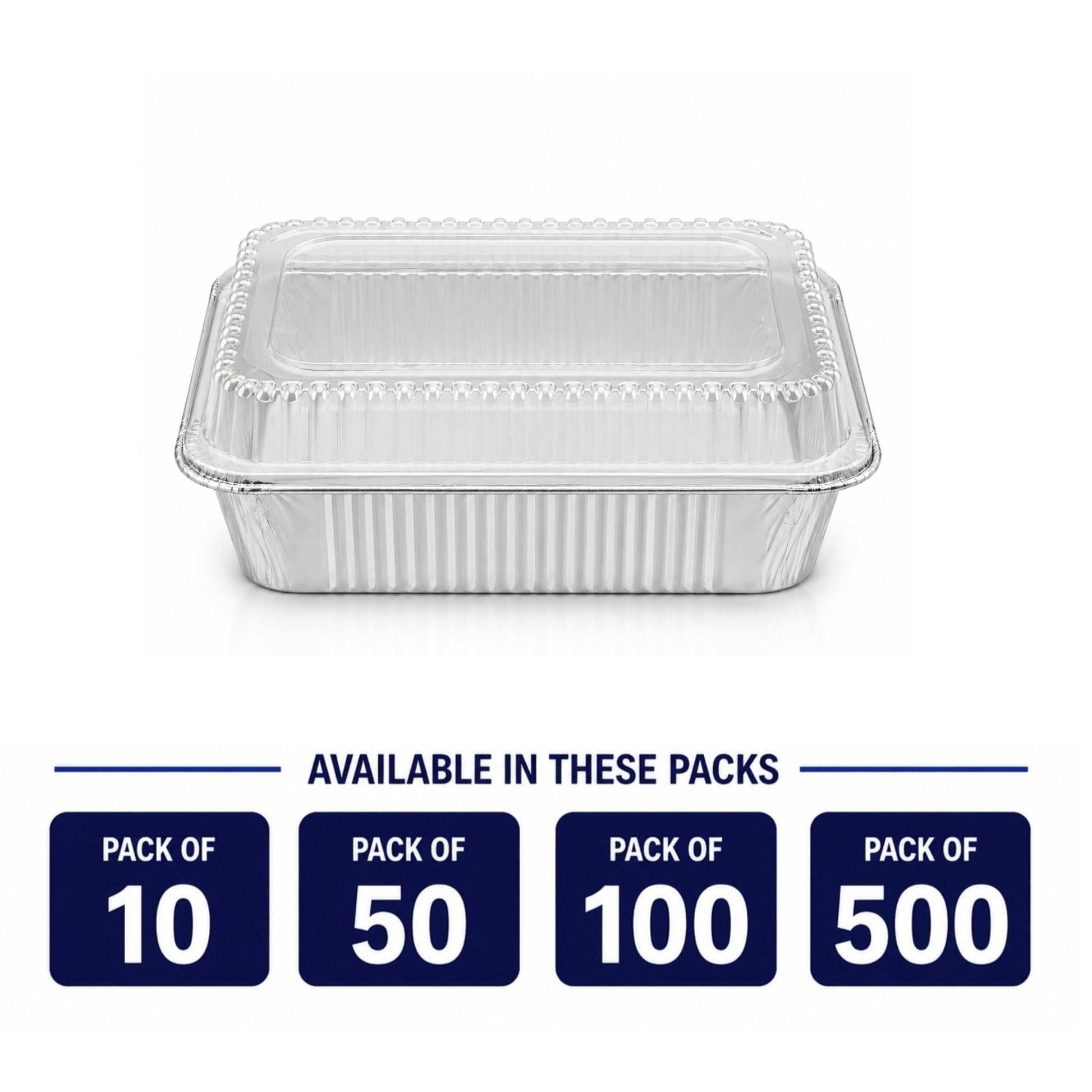 2.25Lb Oblong Aluminum Pan 8.25"x 5.75" Disposable with Dome Lid Aluminum Pans with Lids VeZee