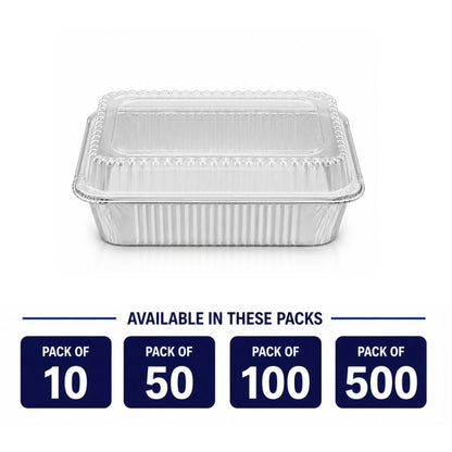 2.25Lb Oblong Aluminum Pan 8.25"x 5.75" Disposable with Dome Lid Aluminum Pans with Lids VeZee