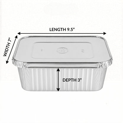 5Lb Oblong Aluminum Pan 9.5” x 7” Disposable with Aluminum Lid Aluminum Pans with Lids VeZee