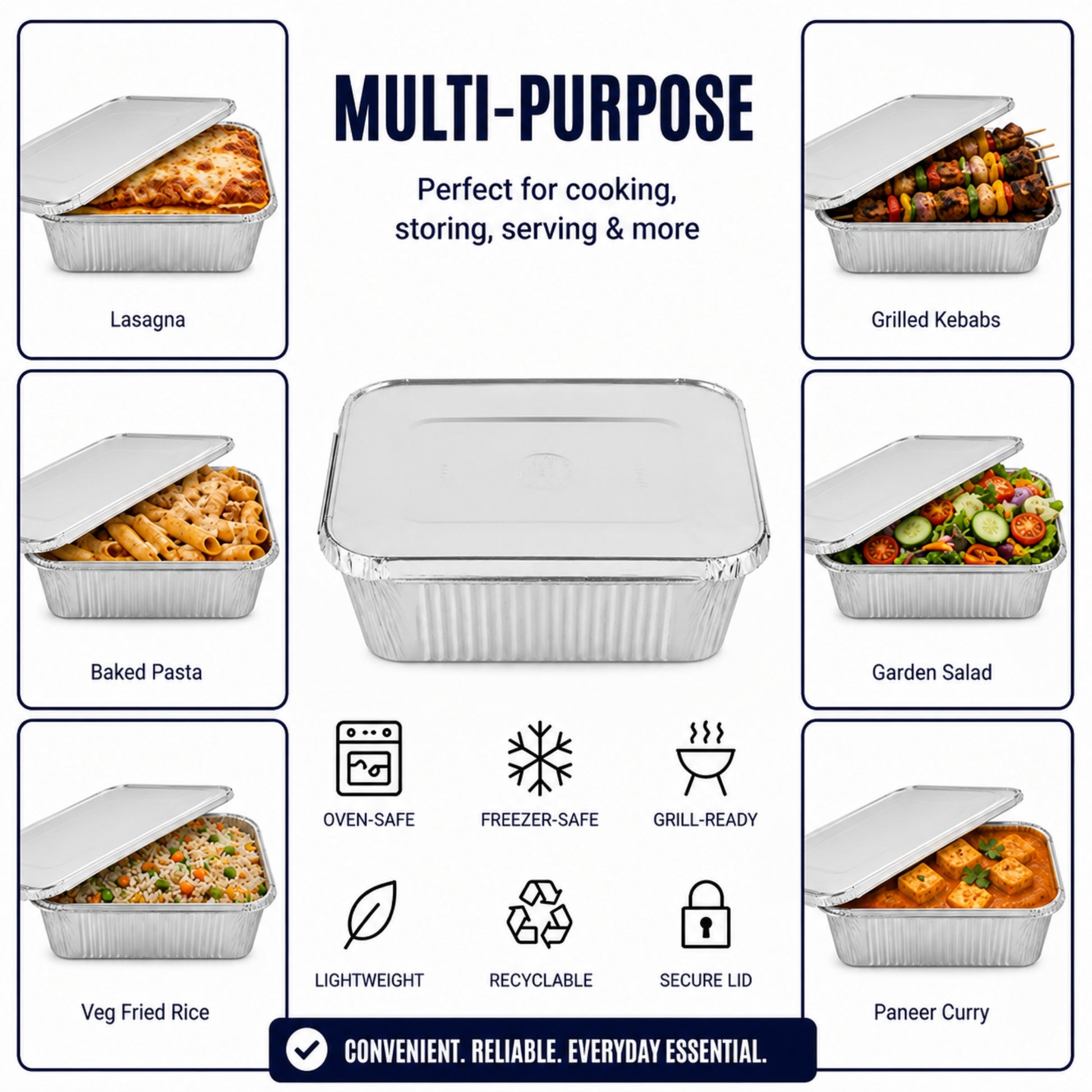 5Lb Oblong Aluminum Pan 9.5” x 7” Disposable with Aluminum Lid Aluminum Pans with Lids VeZee