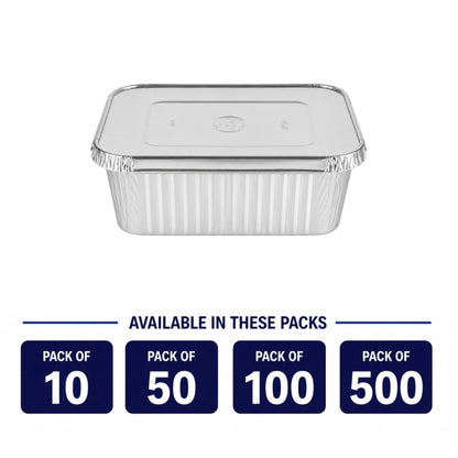 5Lb Oblong Aluminum Pan 9.5” x 7” Disposable with Aluminum Lid Aluminum Pans with Lids VeZee