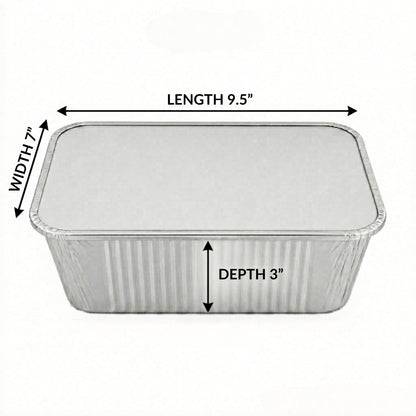 5Lb Oblong Aluminum Pan 9.5” x 7” Disposable with Board Lid Aluminum Pans with Lids VeZee