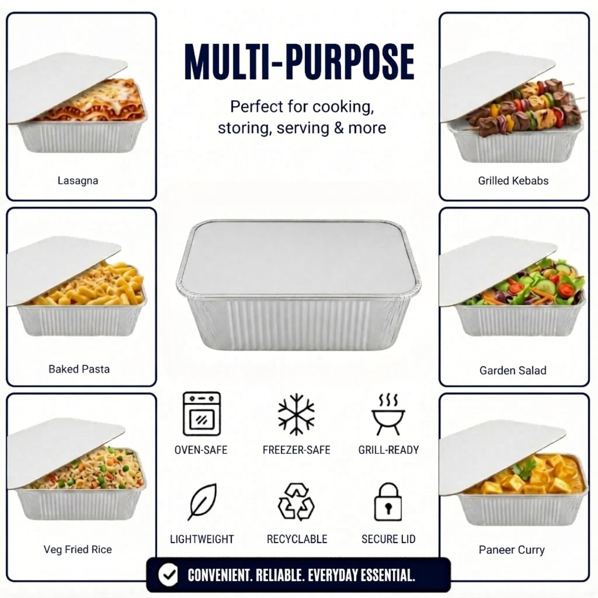 5Lb Oblong Aluminum Pan 9.5” x 7” Disposable with Board Lid Aluminum Pans with Lids VeZee