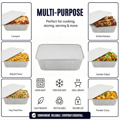 5Lb Oblong Aluminum Pan 9.5” x 7” Disposable with Board Lid Aluminum Pans with Lids VeZee