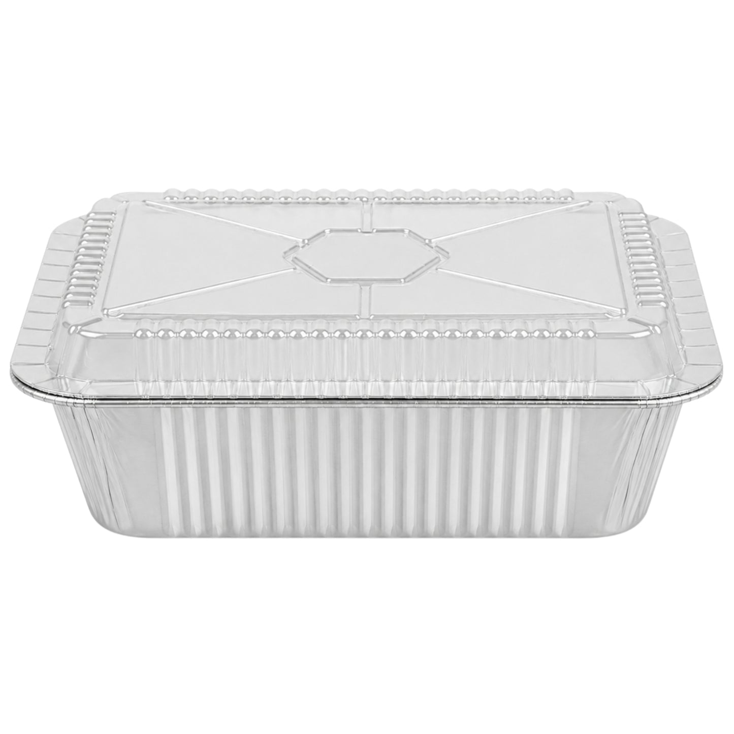 5Lb Oblong Aluminum Pan 9.5” x 7” Disposable with Dome Lid Aluminum Pans with Lids VeZee Pack of 10