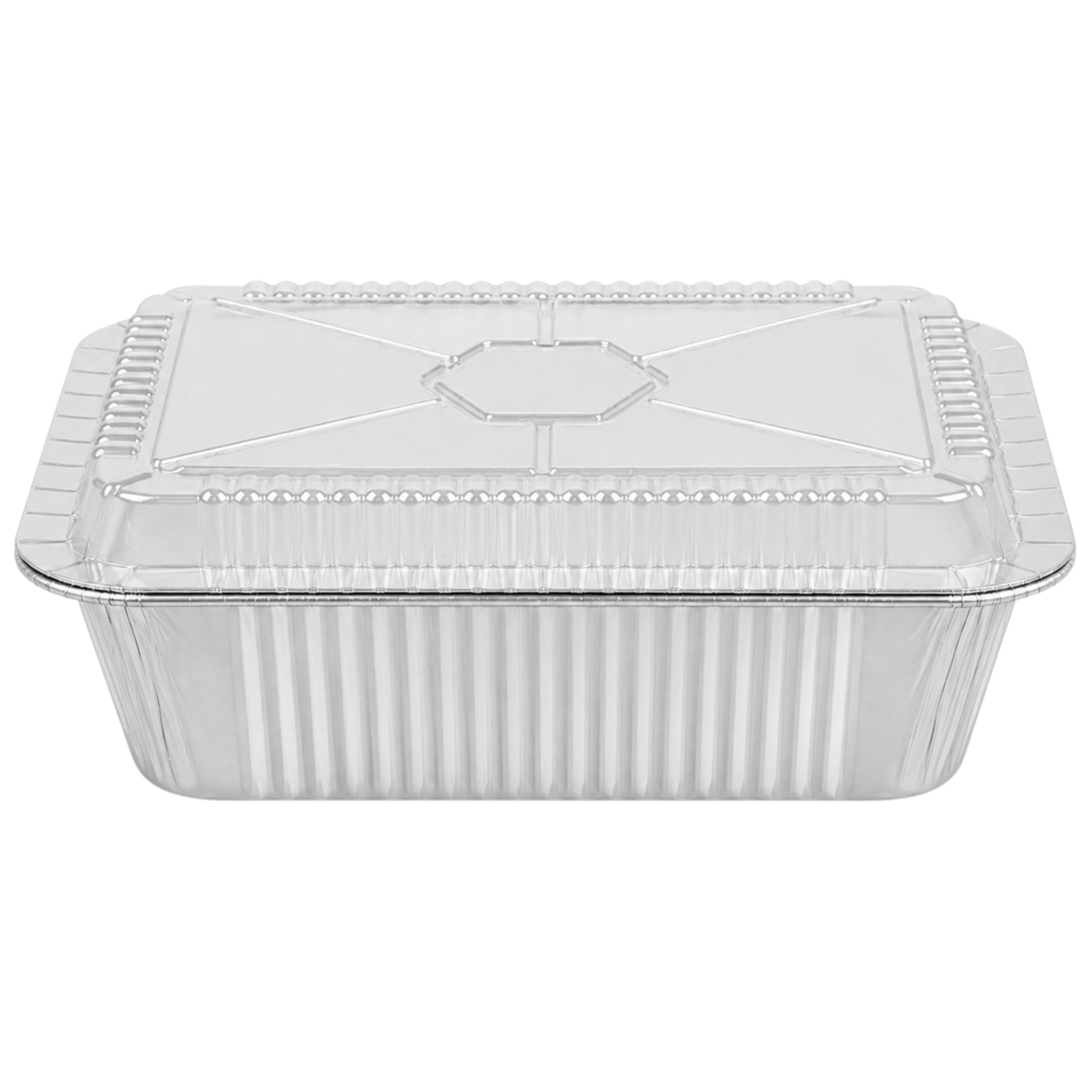 5Lb Oblong Aluminum Pan 9.5” x 7” Disposable with Dome Lid Aluminum Pans with Lids VeZee Pack of 10