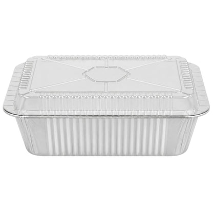 5Lb Oblong Aluminum Pan 9.5” x 7” Disposable with Dome Lid Aluminum Pans with Lids VeZee Pack of 10