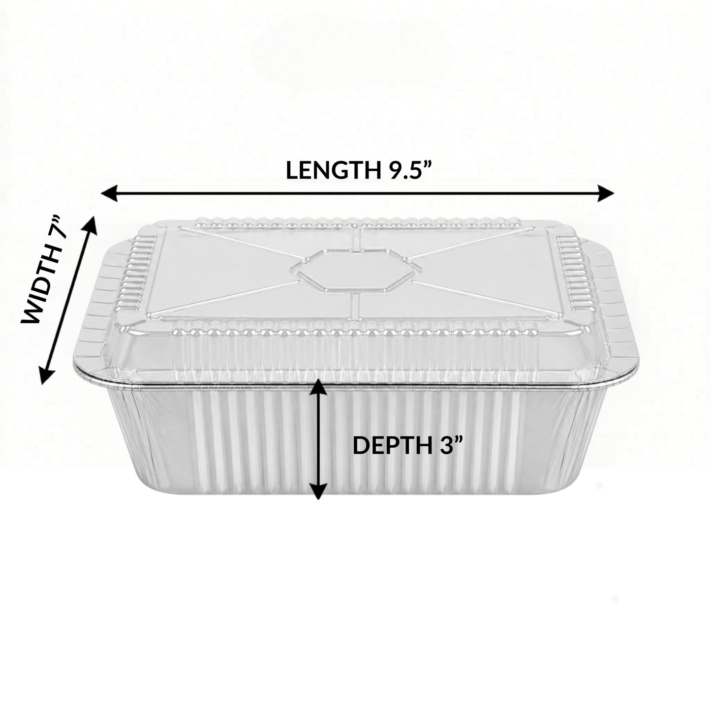 5Lb Oblong Aluminum Pan 9.5” x 7” Disposable with Dome Lid Aluminum Pans with Lids VeZee