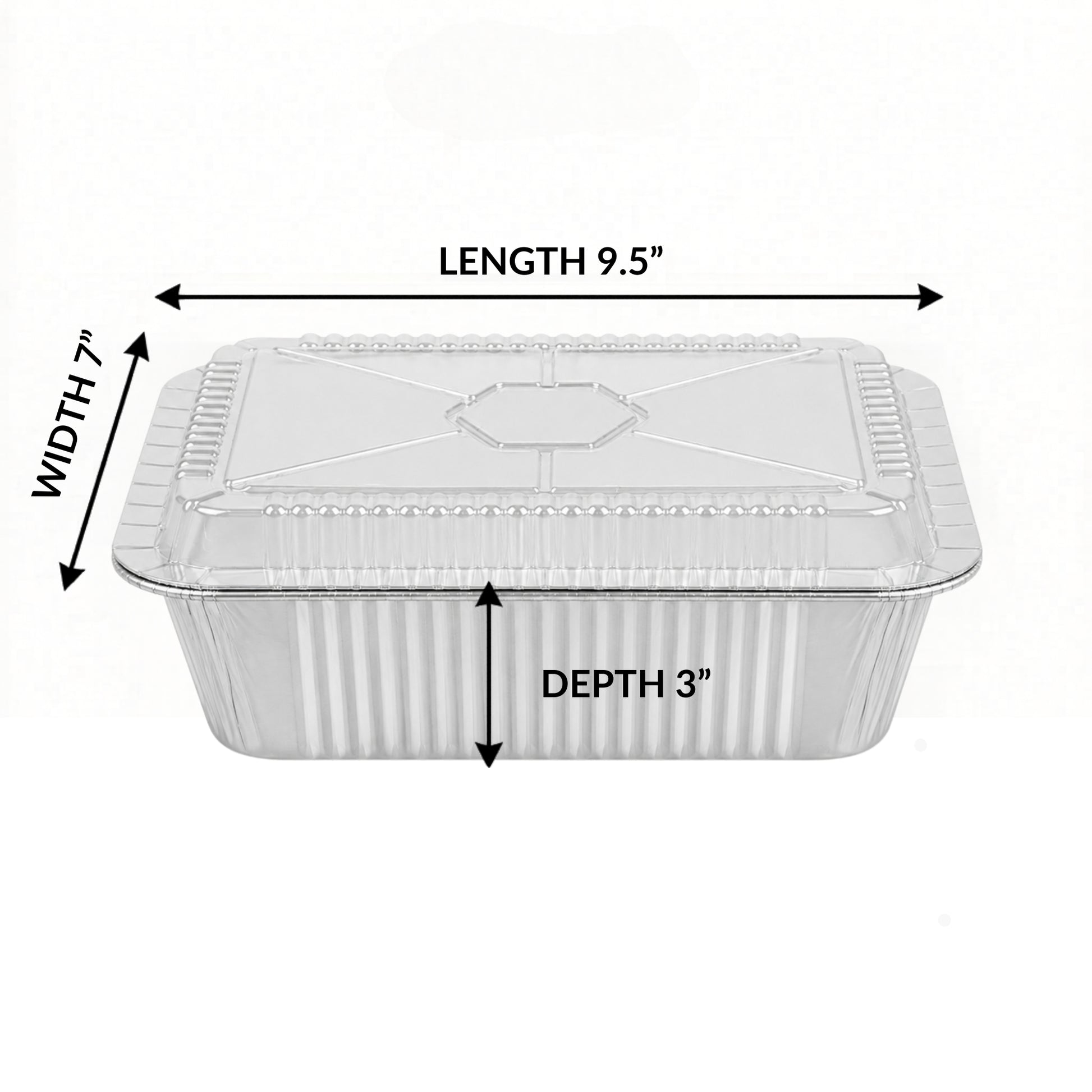 5Lb Oblong Aluminum Pan 9.5” x 7” Disposable with Dome Lid Aluminum Pans with Lids VeZee