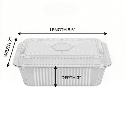 5Lb Oblong Aluminum Pan 9.5” x 7” Disposable with Dome Lid Aluminum Pans with Lids VeZee