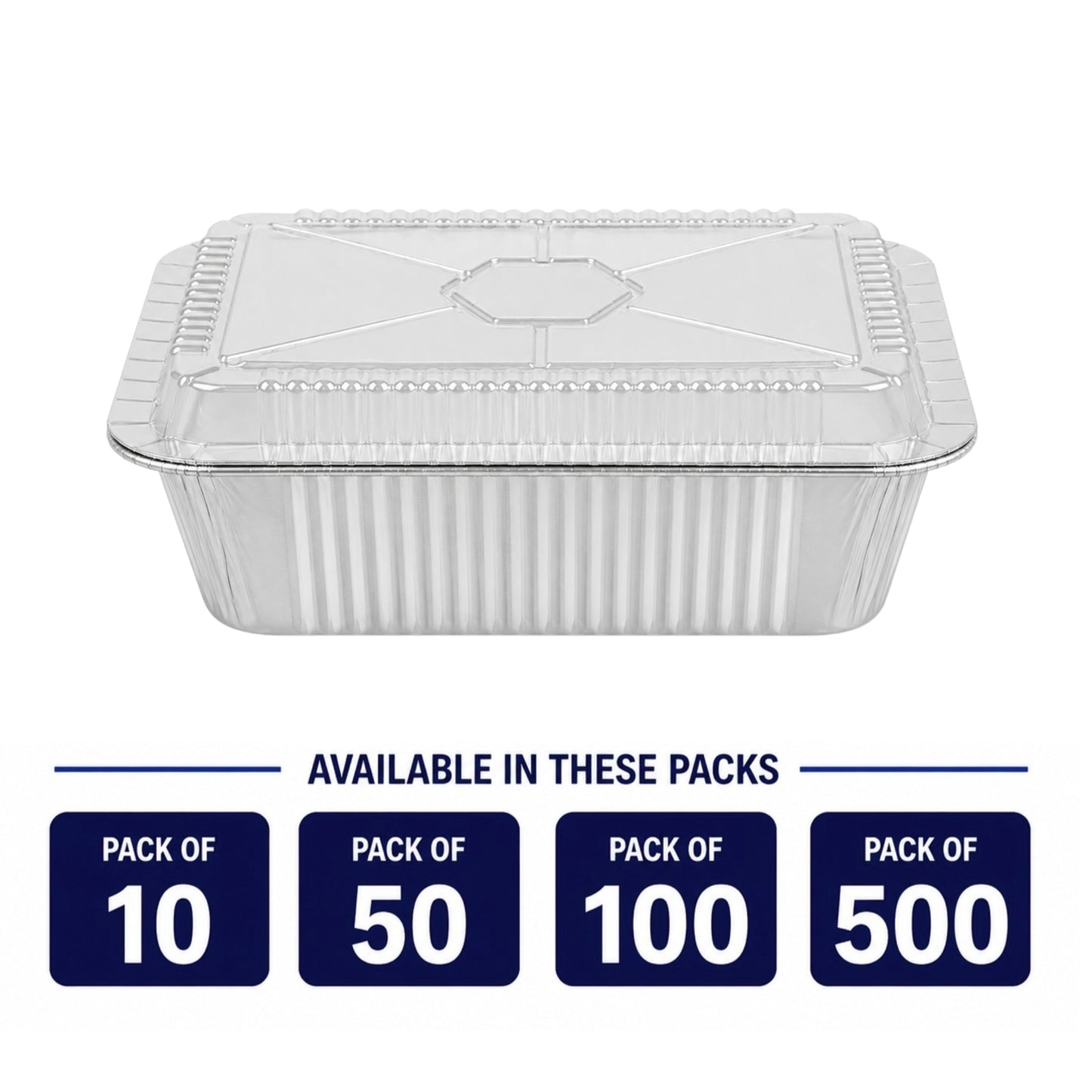 5Lb Oblong Aluminum Pan 9.5” x 7” Disposable with Dome Lid Aluminum Pans with Lids VeZee