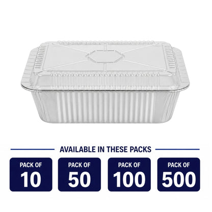 5Lb Oblong Aluminum Pan 9.5” x 7” Disposable with Dome Lid Aluminum Pans with Lids VeZee
