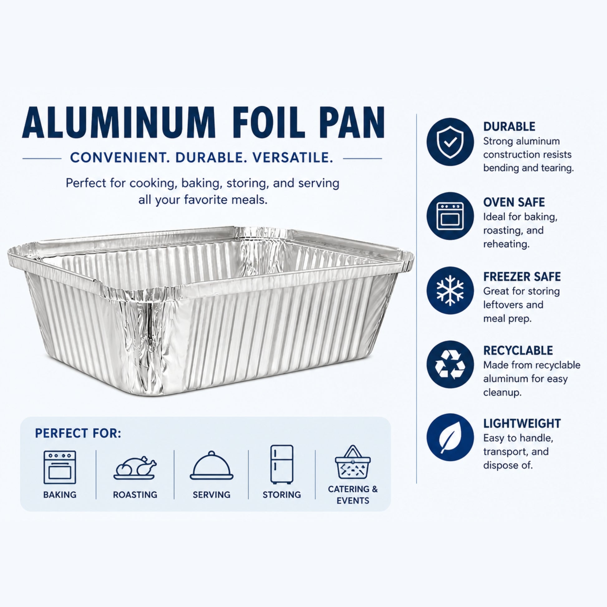 5Lb Oblong Pan 9.5” x 7” Disposable Aluminum Oblong Pans VeZee