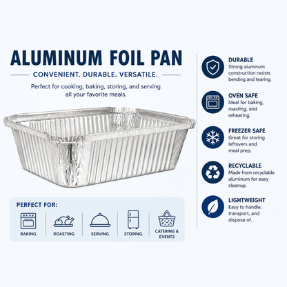 5Lb Oblong Pan 9.5” x 7” Disposable Aluminum Oblong Pans VeZee