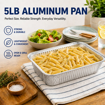 5Lb Oblong Pan 9.5” x 7” Disposable Aluminum Oblong Pans VeZee