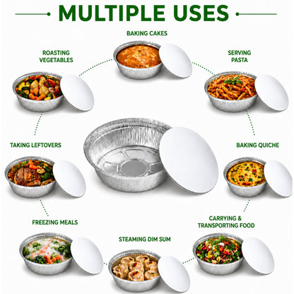 7” Round Aluminum Foil Pans with Board Lids Disposable Round Pans with Board Lids VeZee