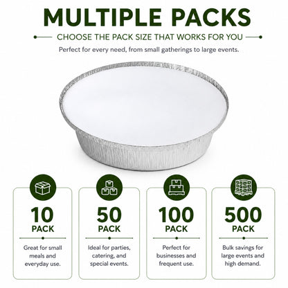 7” Round Aluminum Foil Pans with Board Lids Disposable Round Pans with Board Lids VeZee