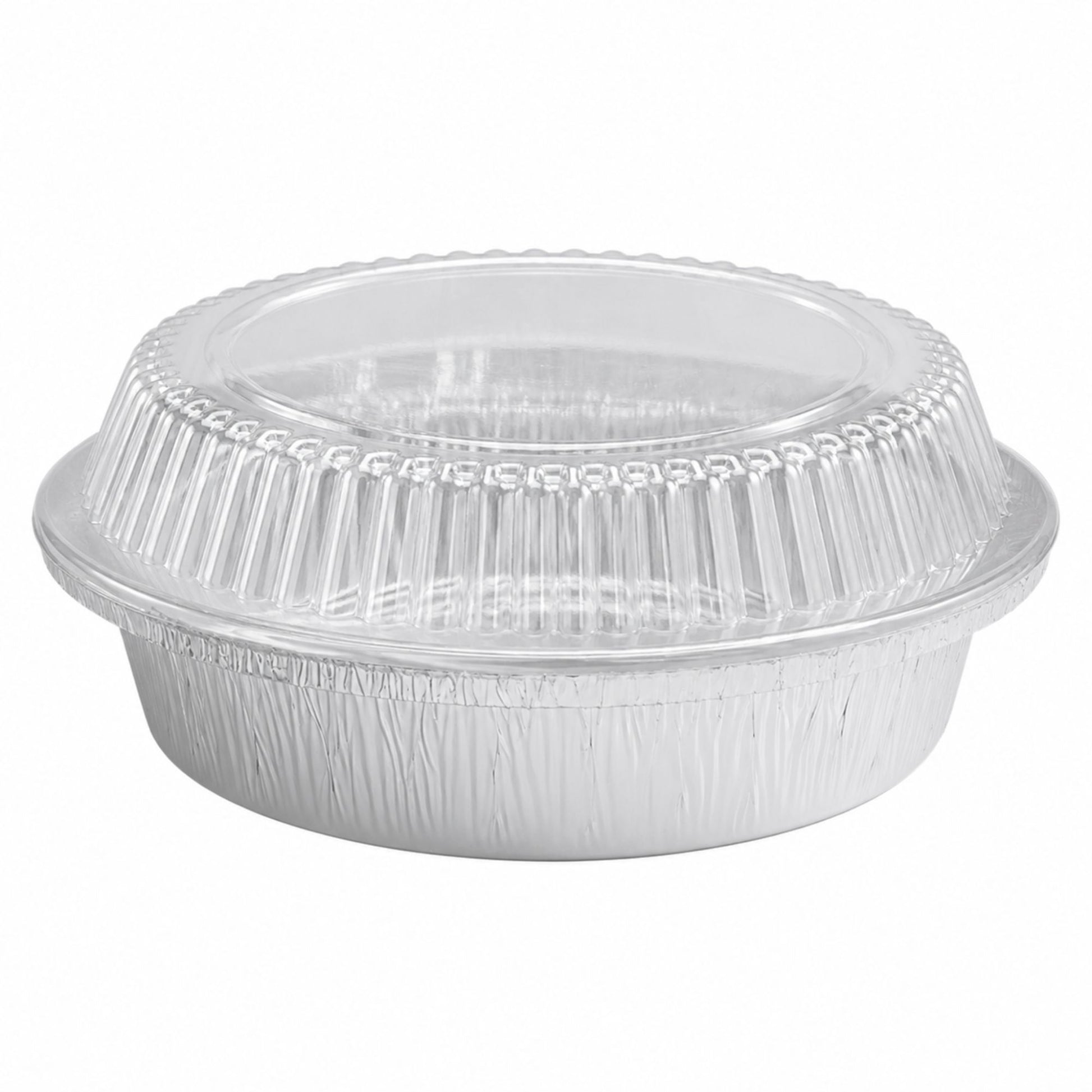 7” Aluminum Disposable Foil Round Pans with Dome Lids Aluminum Pans with Lids VeZee Pack of 10
