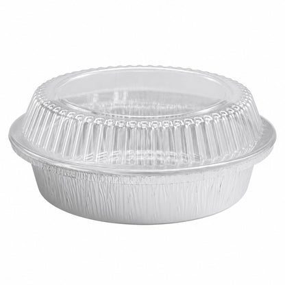 7” Aluminum Disposable Foil Round Pans with Dome Lids Aluminum Pans with Lids VeZee Pack of 10