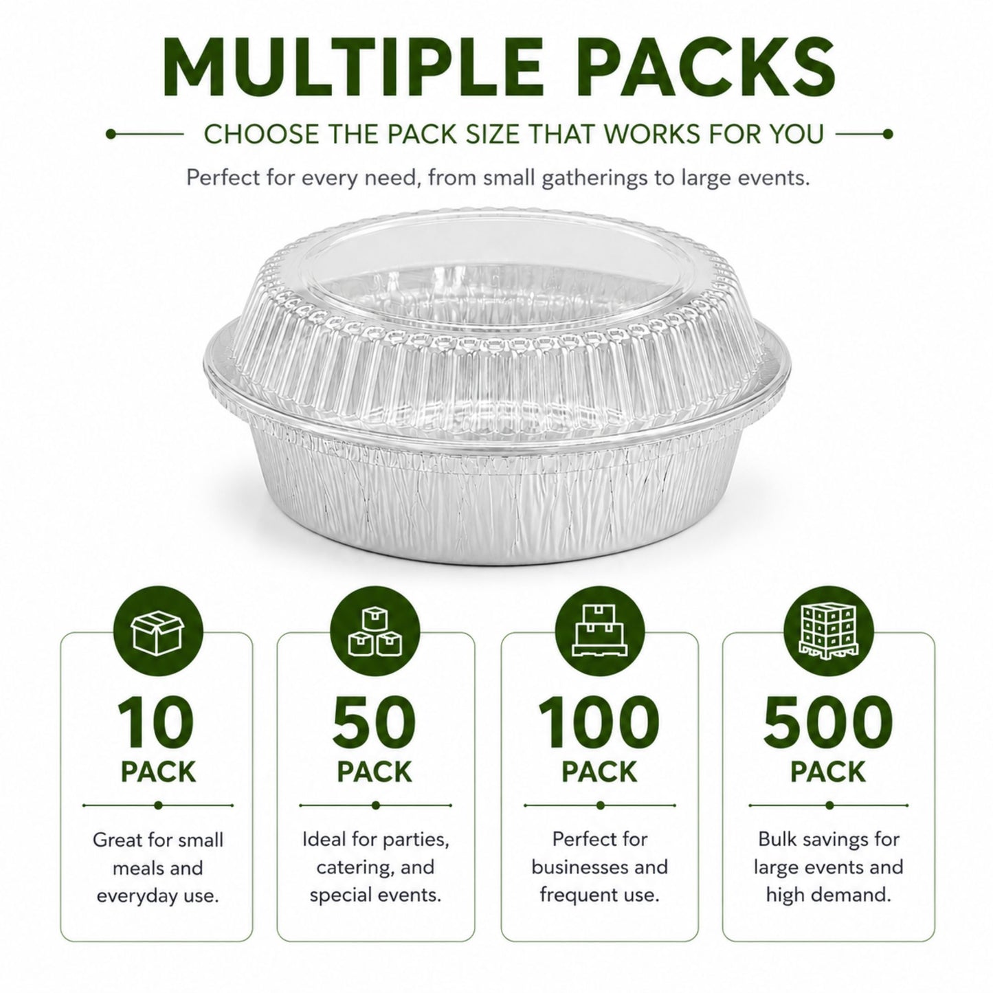 7” Aluminum Disposable Foil Round Pans with Dome Lids Aluminum Pans with Lids VeZee