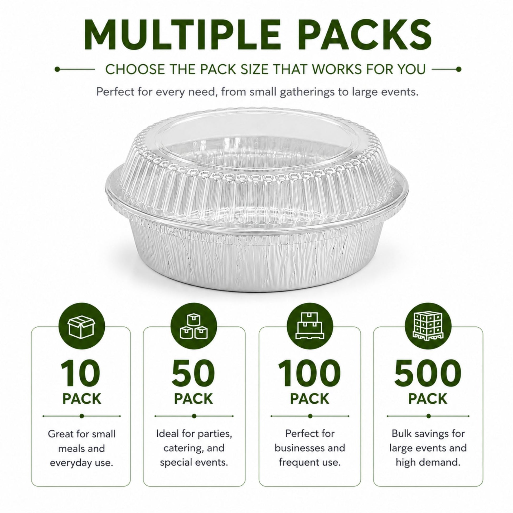 7” Aluminum Disposable Foil Round Pans with Dome Lids Aluminum Pans with Lids VeZee