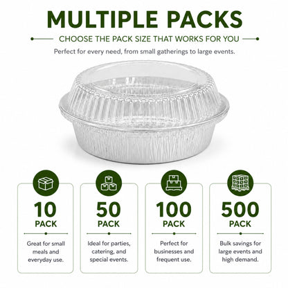 7” Aluminum Disposable Foil Round Pans with Dome Lids Aluminum Pans with Lids VeZee