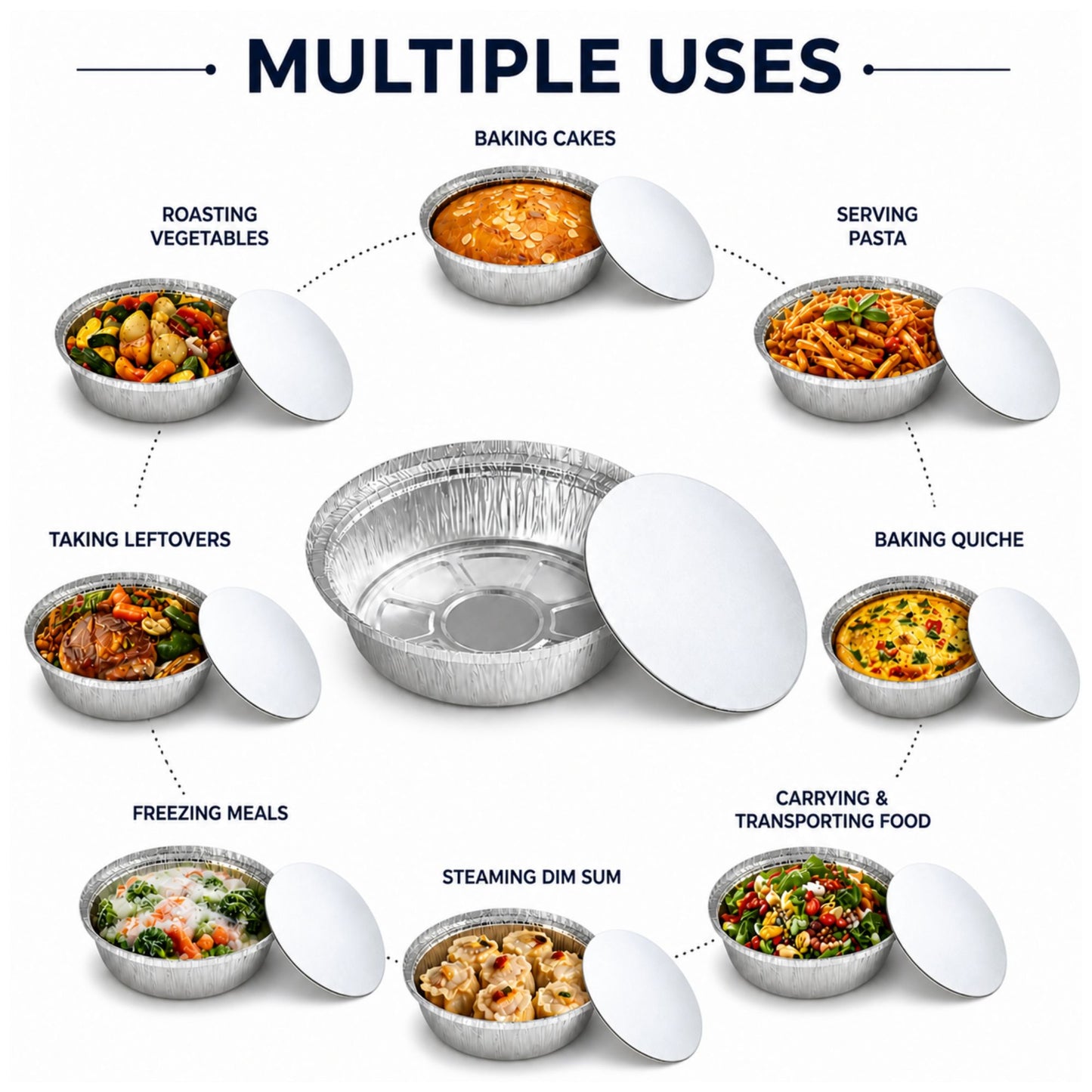 9” Round Aluminum Foil Pans with Board Lids Disposable Round Pans with Board Lids VeZee