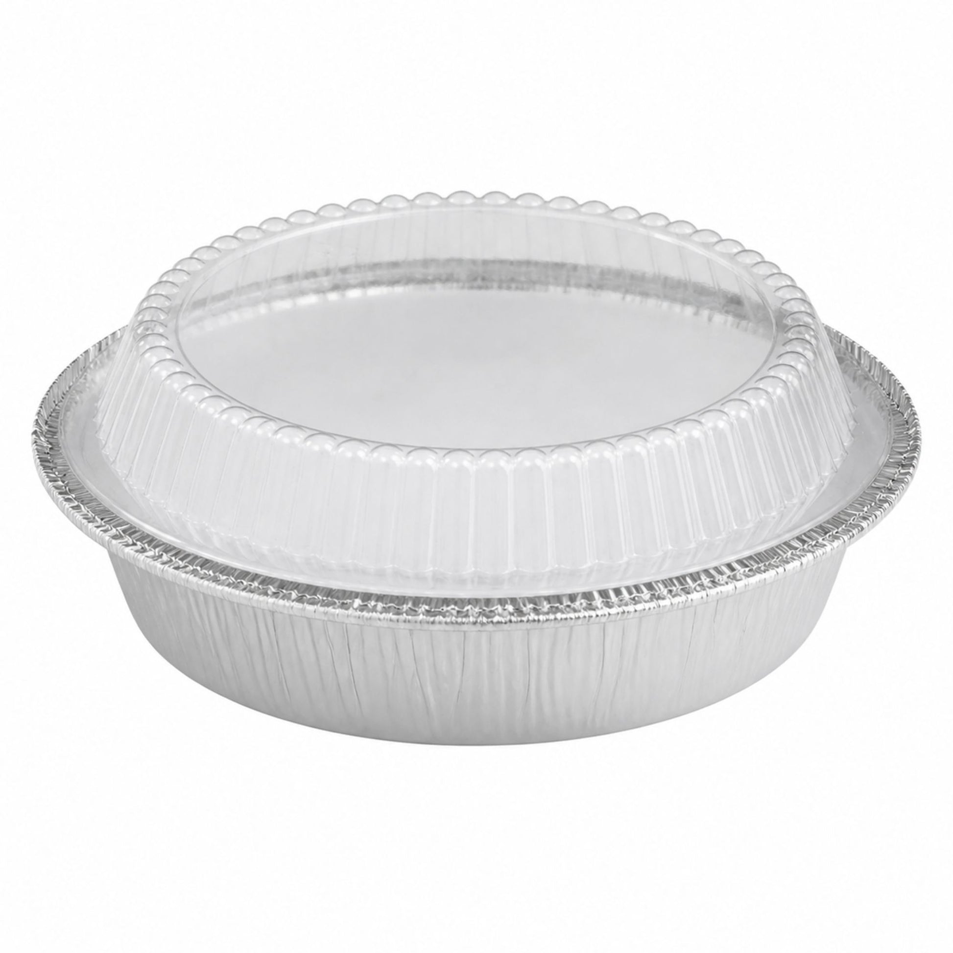 9” Aluminum Disposable Foil Round Pans with Dome Lids Round Pans with Dome Lids VeZee Pack of 10