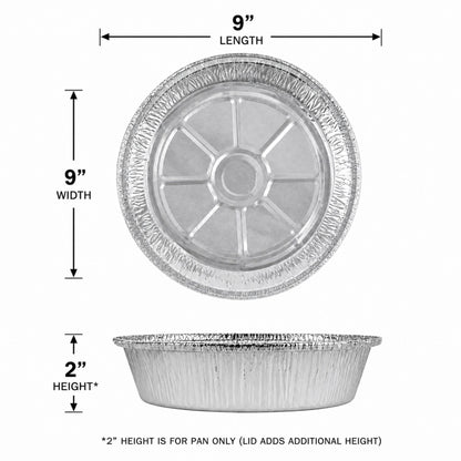 9” Aluminum Disposable Foil Round Pans with Dome Lids Round Pans with Dome Lids VeZee