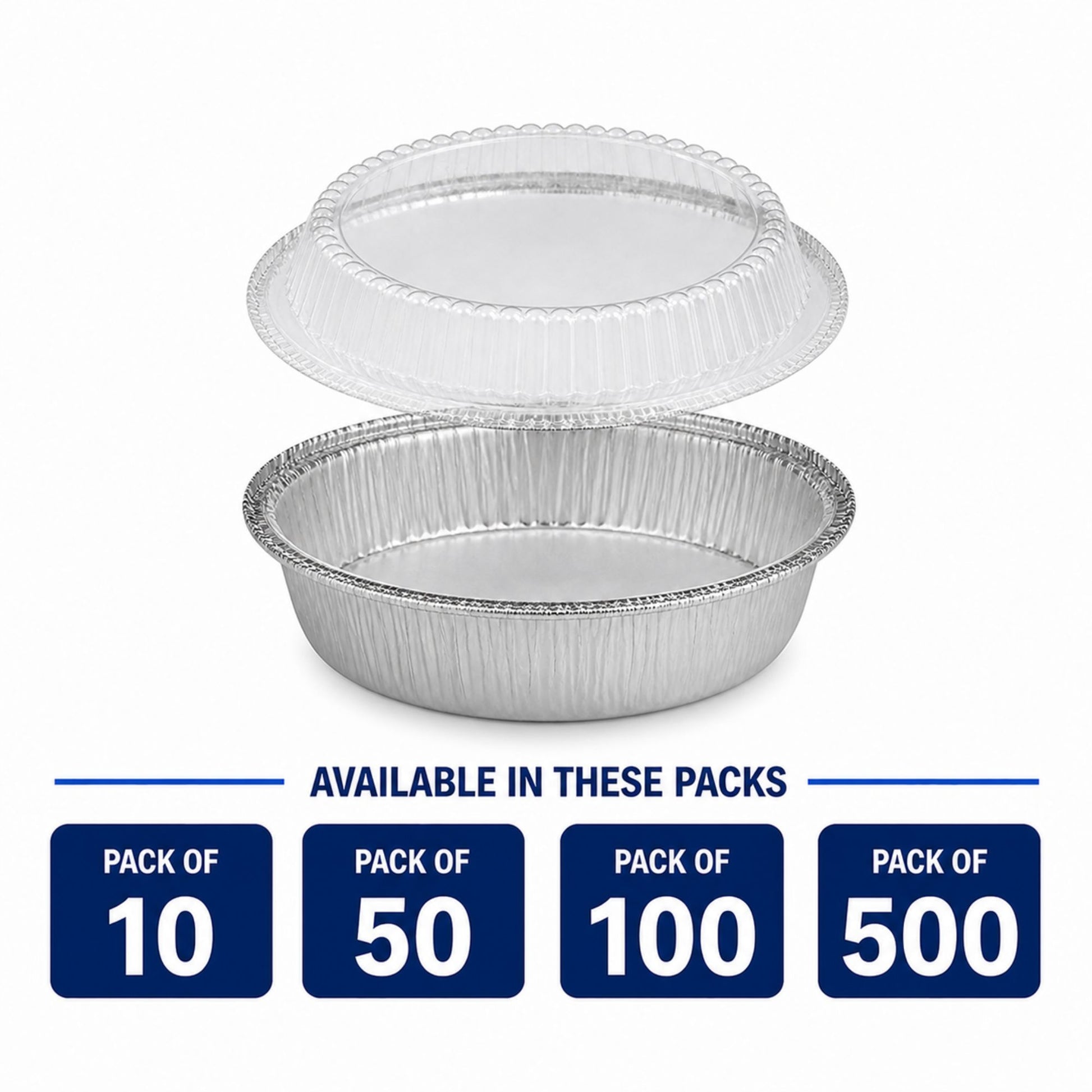 9” Aluminum Disposable Foil Round Pans with Dome Lids Round Pans with Dome Lids VeZee