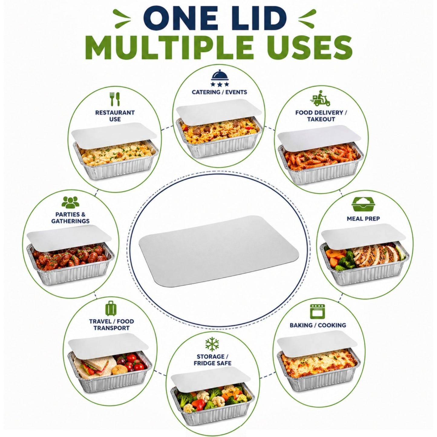 5Lb Board Lid For Aluminum Oblong Pan 9.5" x 7" Disposable Lids VeZee
