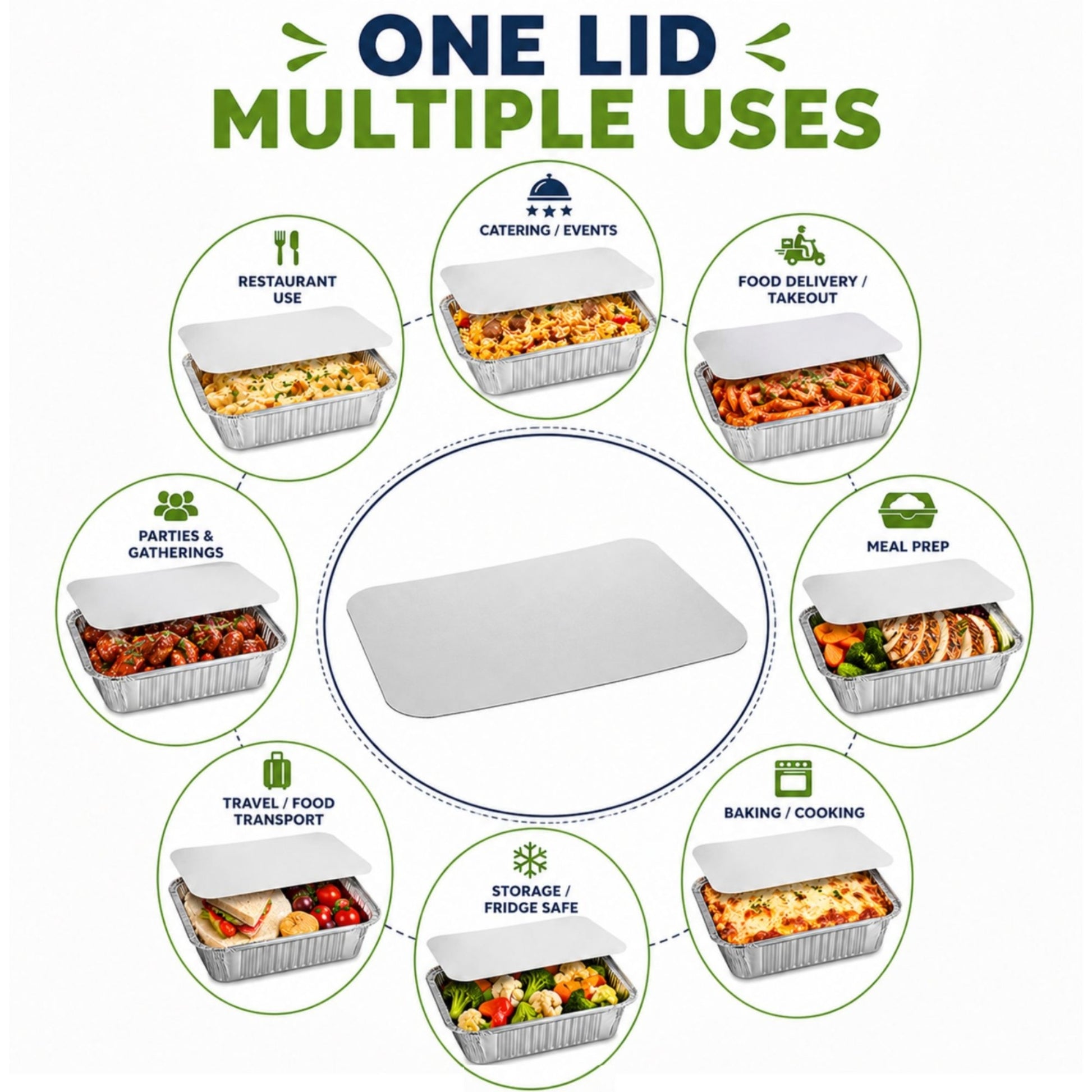 5Lb Board Lid For Aluminum Oblong Pan 9.5" x 7" Disposable Lids VeZee