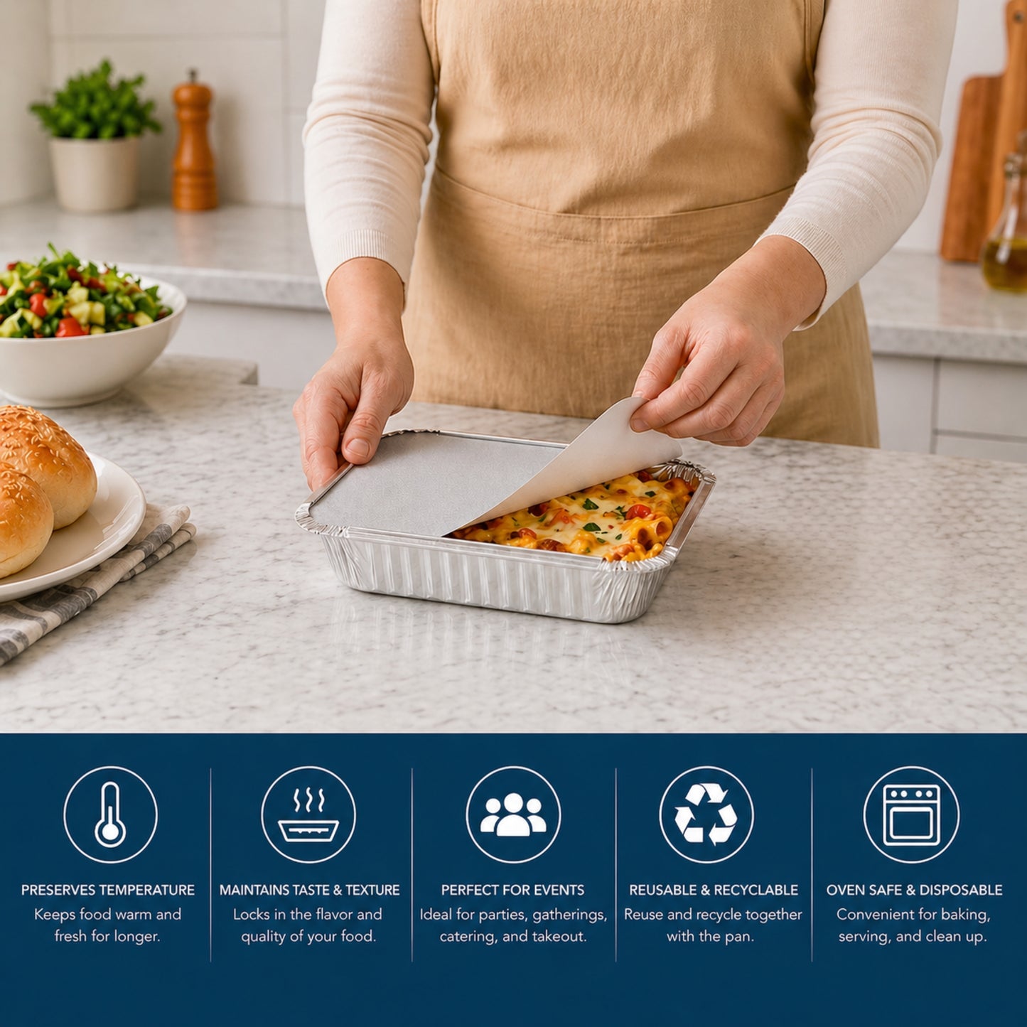 5Lb Board Lid For Aluminum Oblong Pan 9.5" x 7" Disposable Lids VeZee