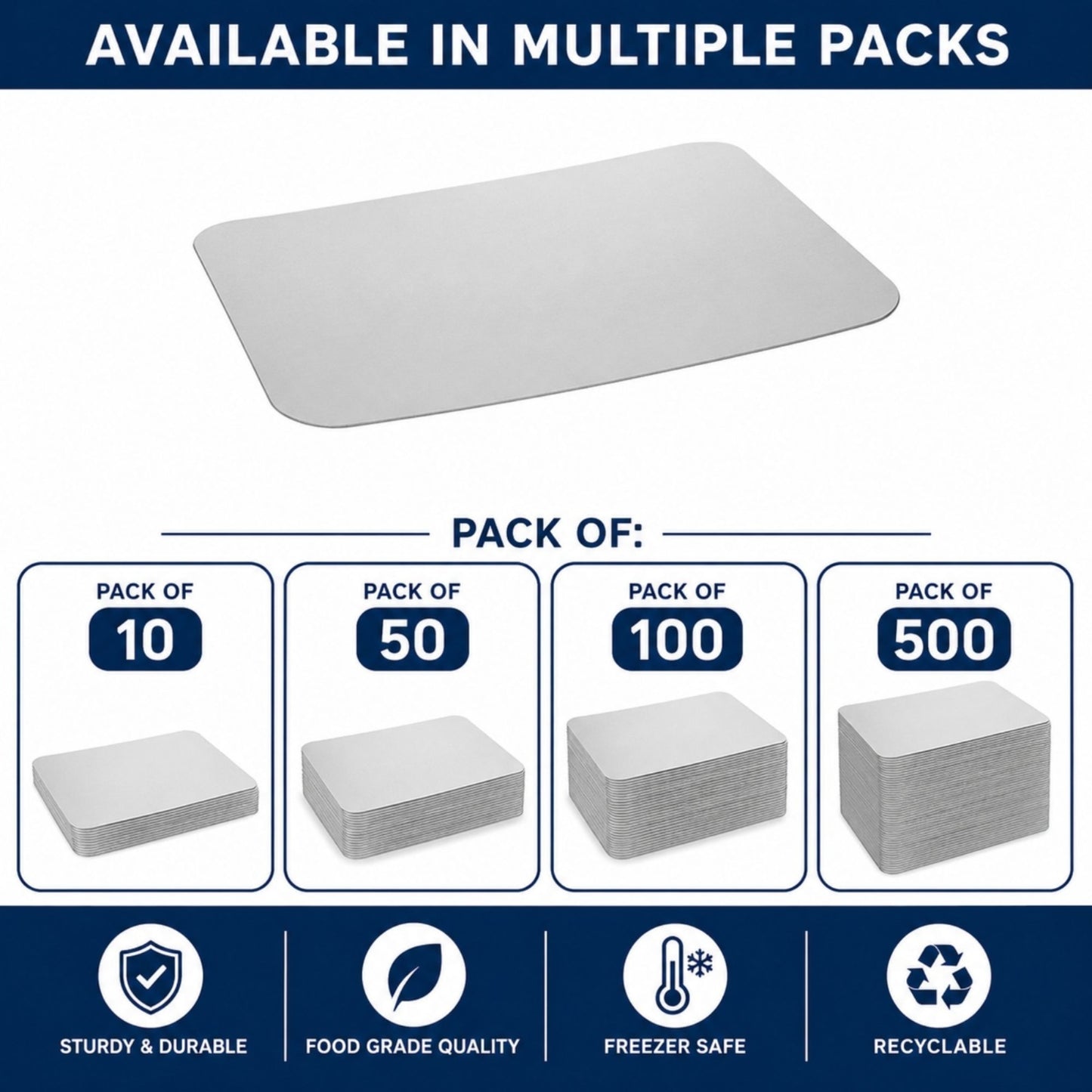 5Lb Board Lid For Aluminum Oblong Pan 9.5" x 7" Disposable Lids VeZee