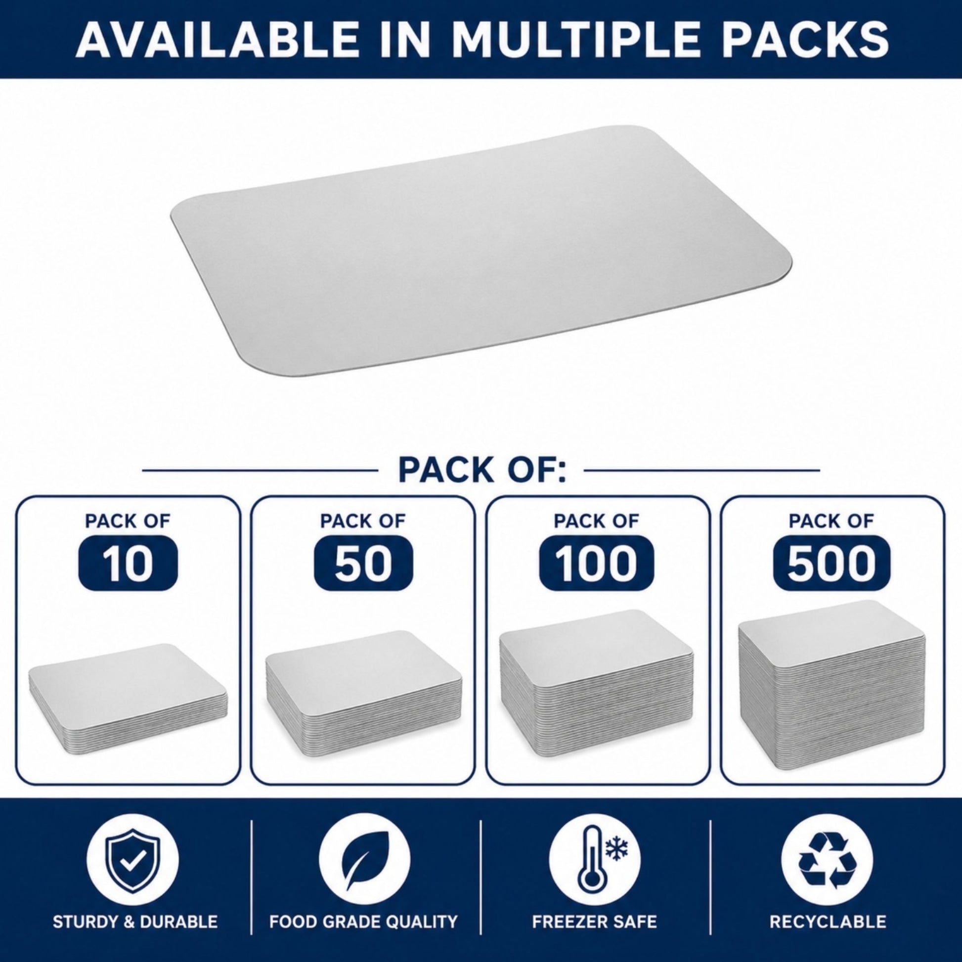 5Lb Board Lid For Aluminum Oblong Pan 9.5" x 7" Disposable Lids VeZee