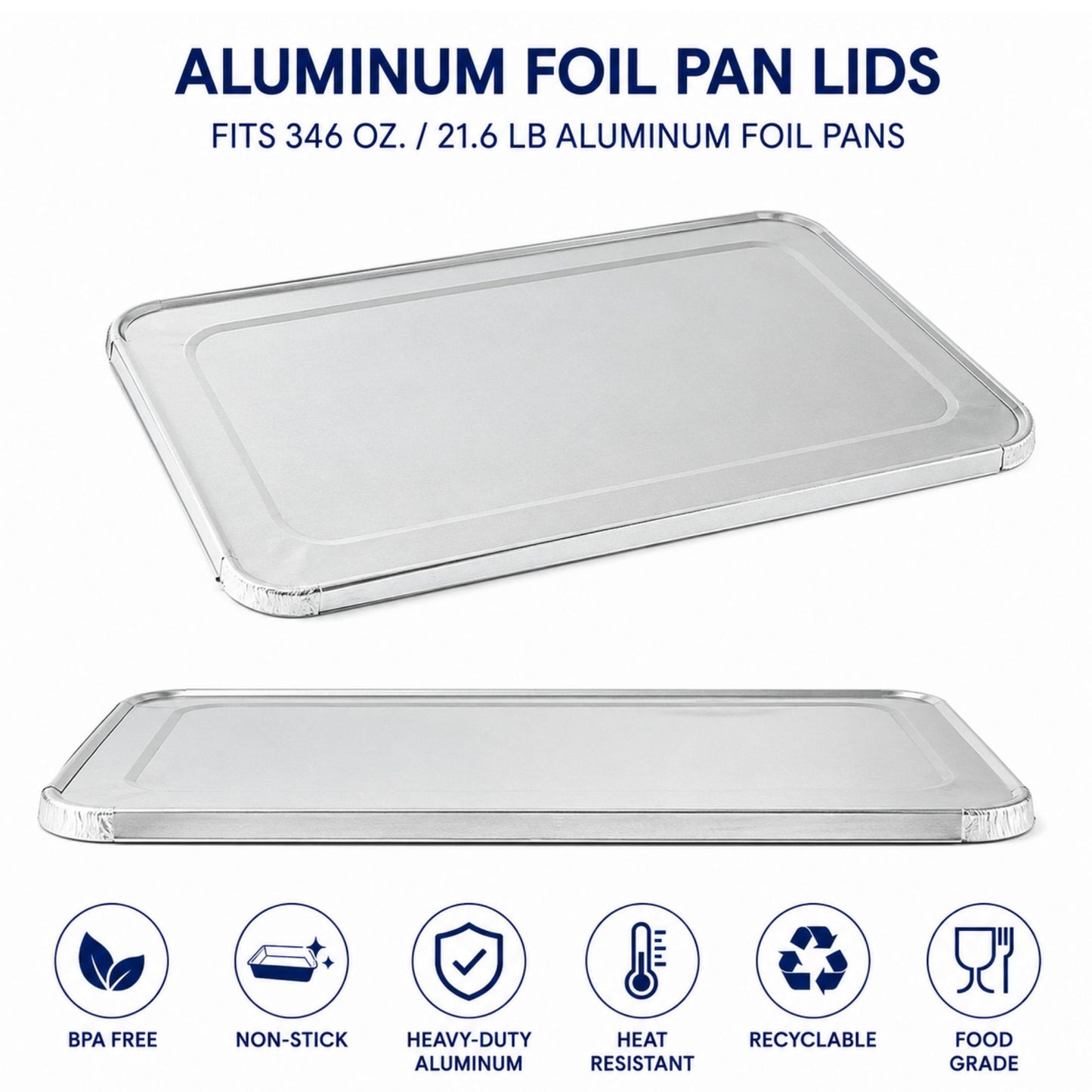 *WHOLESALE* Rectangular Large Lid for Rack Roaster Aluminum Disposable 100/Case Disposable Lids VeZee